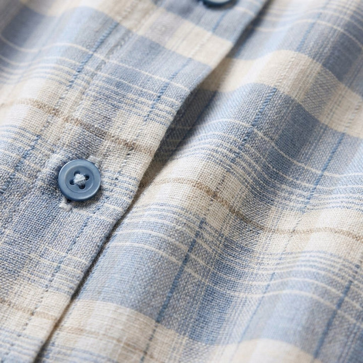Hindley check linen-cotton fabric close-up