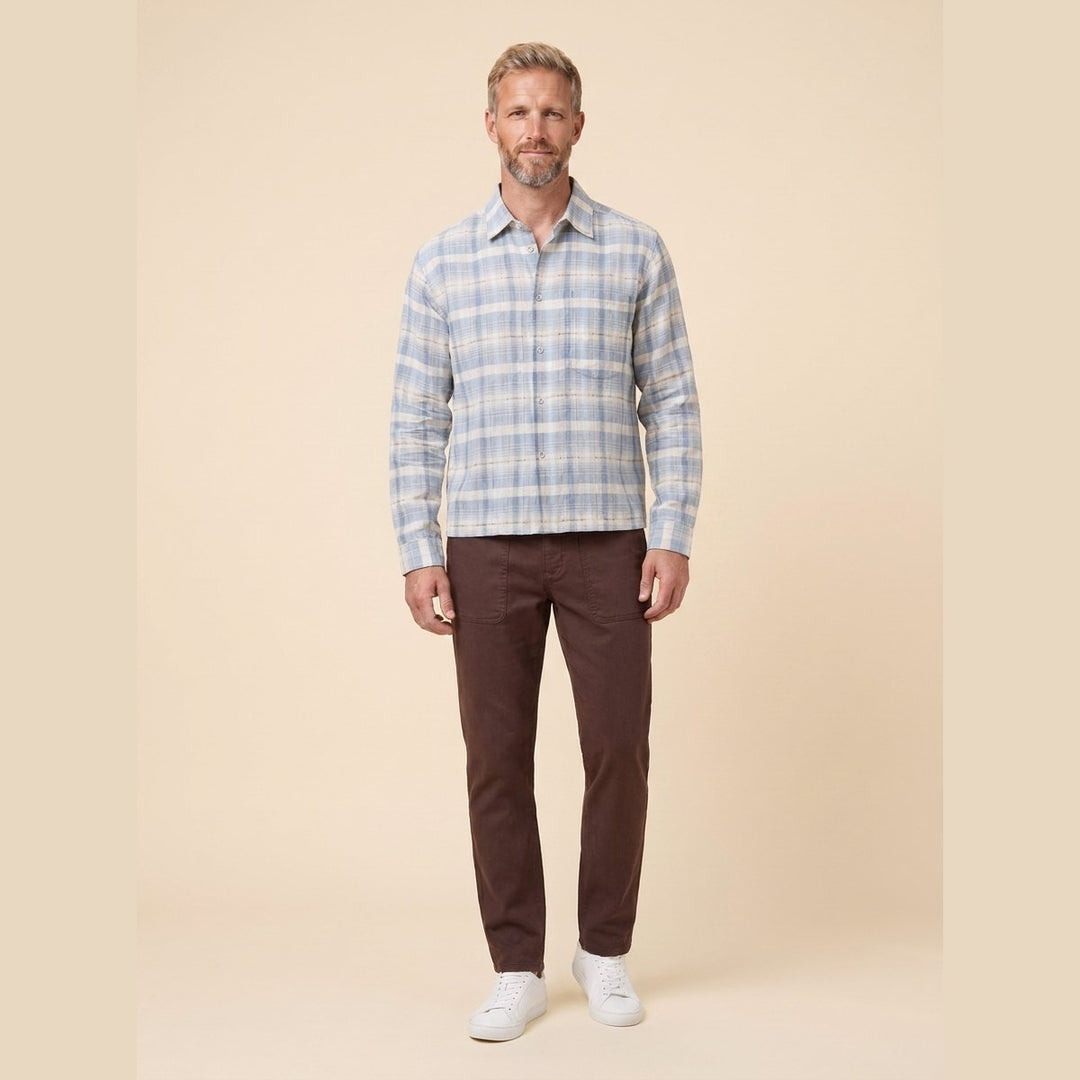 Hindley light-blue check boxy shirt, front