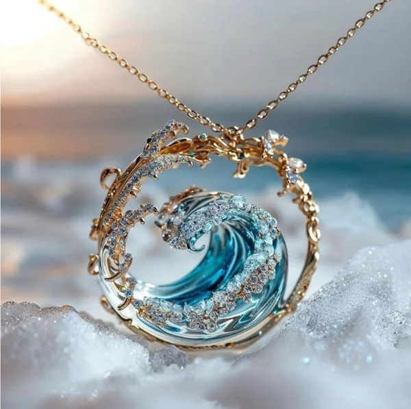 Kara Ocean Necklace featuring an elegant maritime design crafted from premium stainless steel, showcasing a stylish ocean-inspired aesthetic perfect for any occasion. - 1