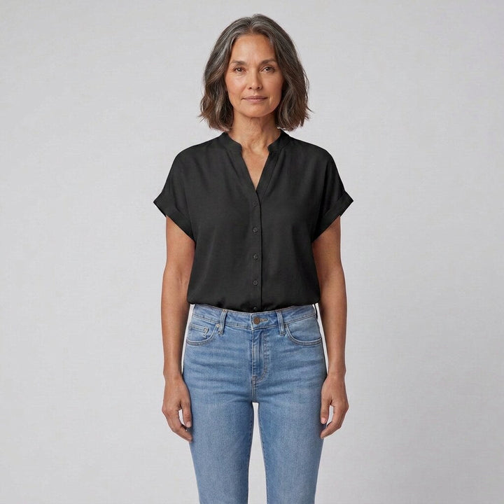 Isabelle button-front blouse black