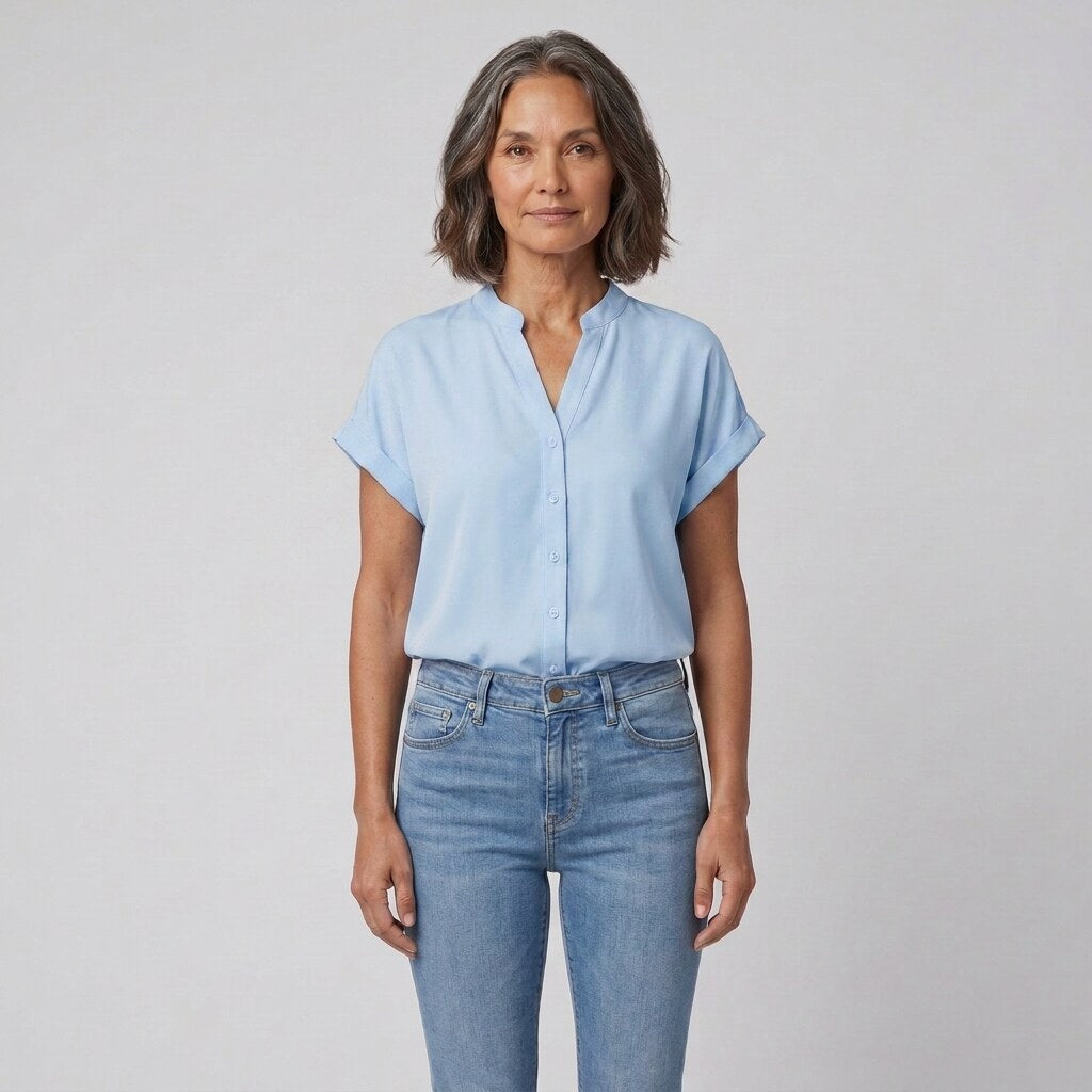 Isabelle button-front blouse blue