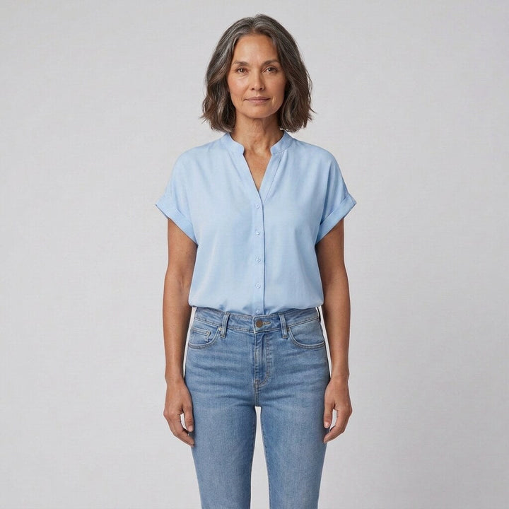 Isabelle button-front blouse blue