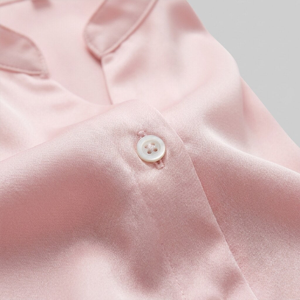 Isabelle button-front blouse fabric detail
