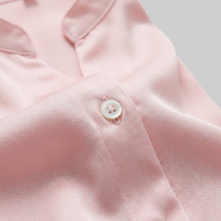 Isabelle button-front blouse fabric detail