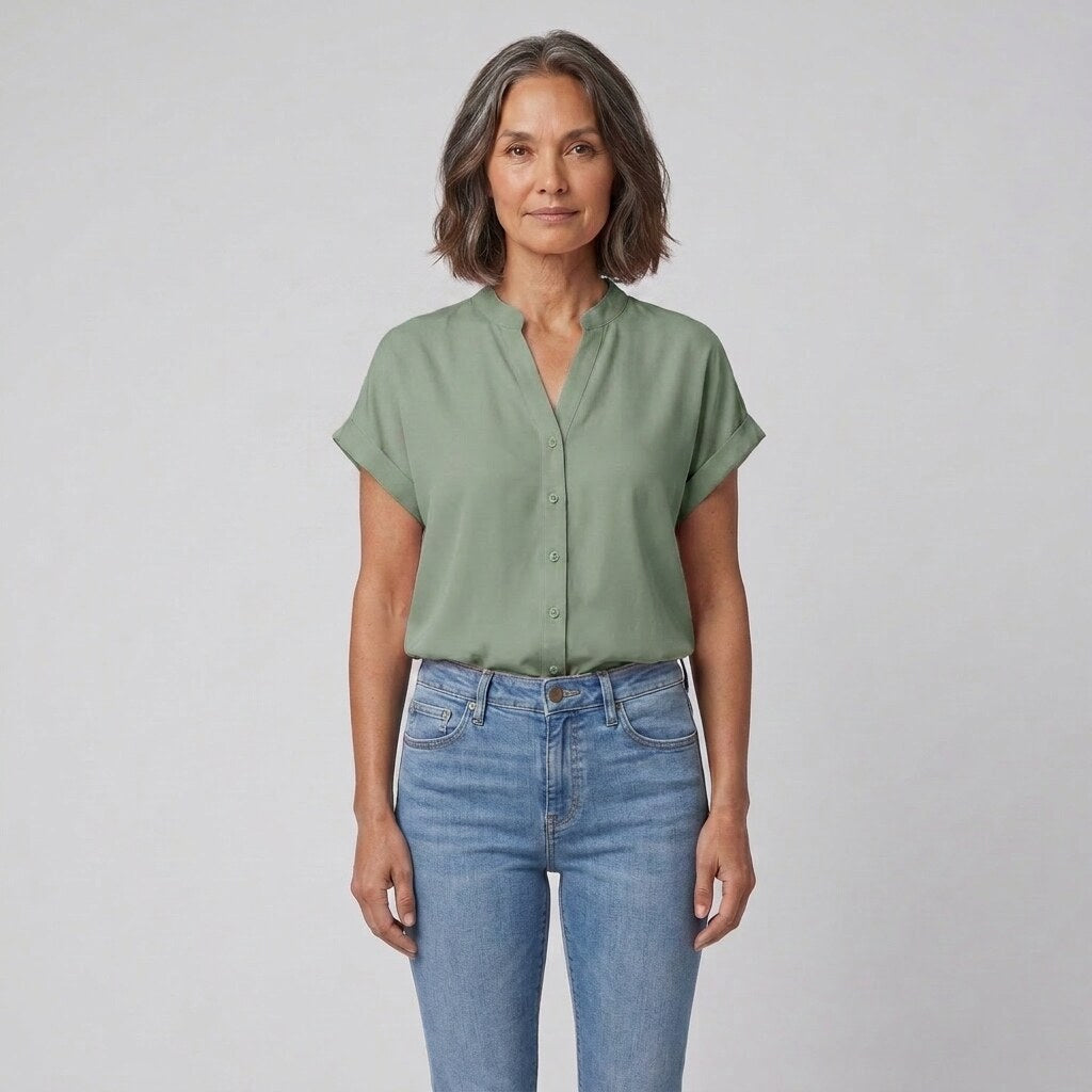 Isabelle button-front blouse green