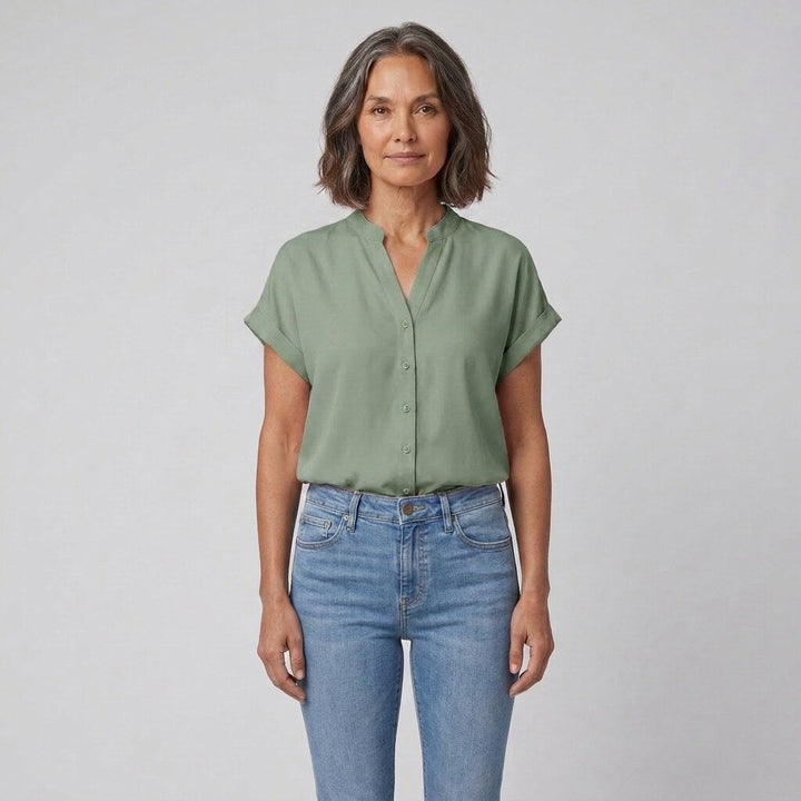 Isabelle button-front blouse green