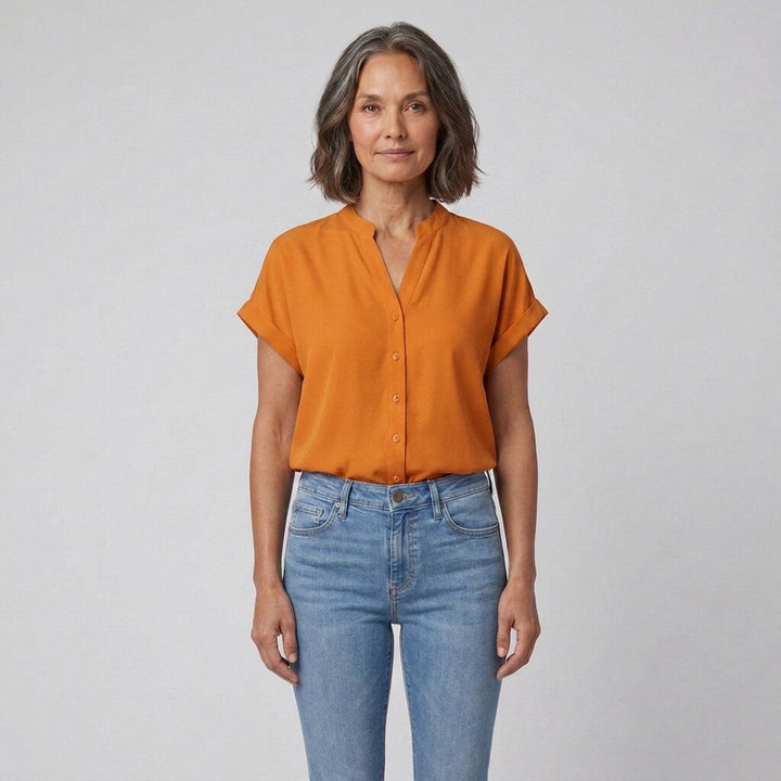 Isabelle button-front blouse orange