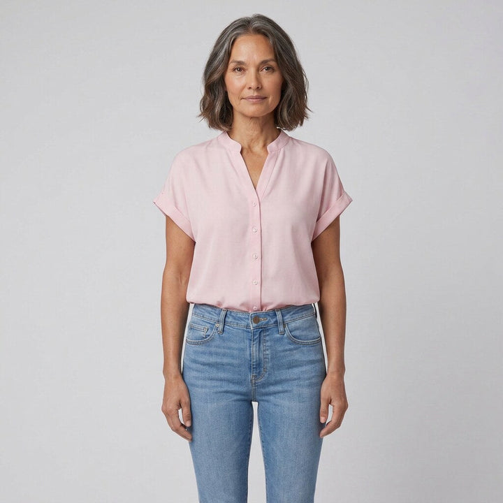 Isabelle button-front blouse pink