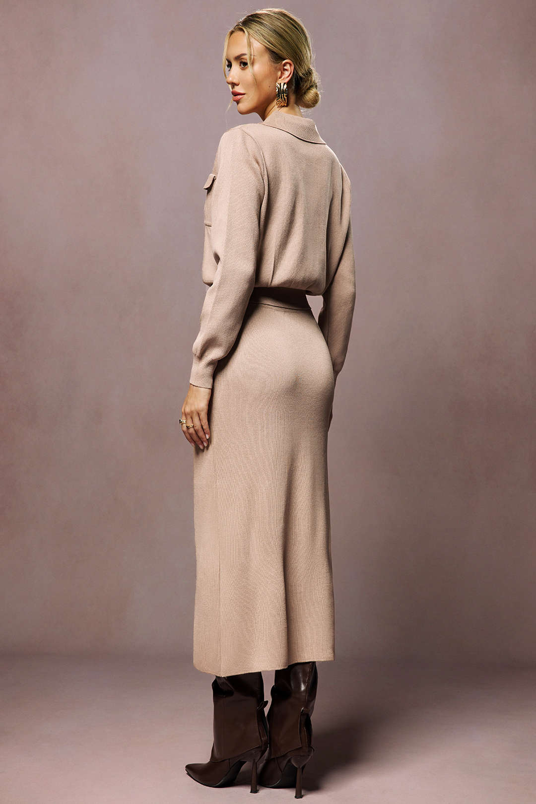 Jace | Button Knit Top And Maxi Skirt Set
