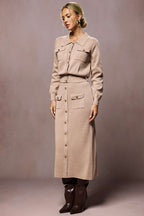 Jace | Button Knit Top And Maxi Skirt Set