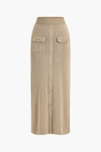 Jace | Button Knit Top And Maxi Skirt Set