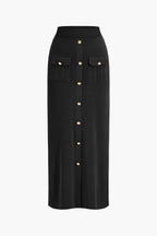 Jace | Button Knit Top And Maxi Skirt Set