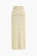 Jace | Button Knit Top And Maxi Skirt Set