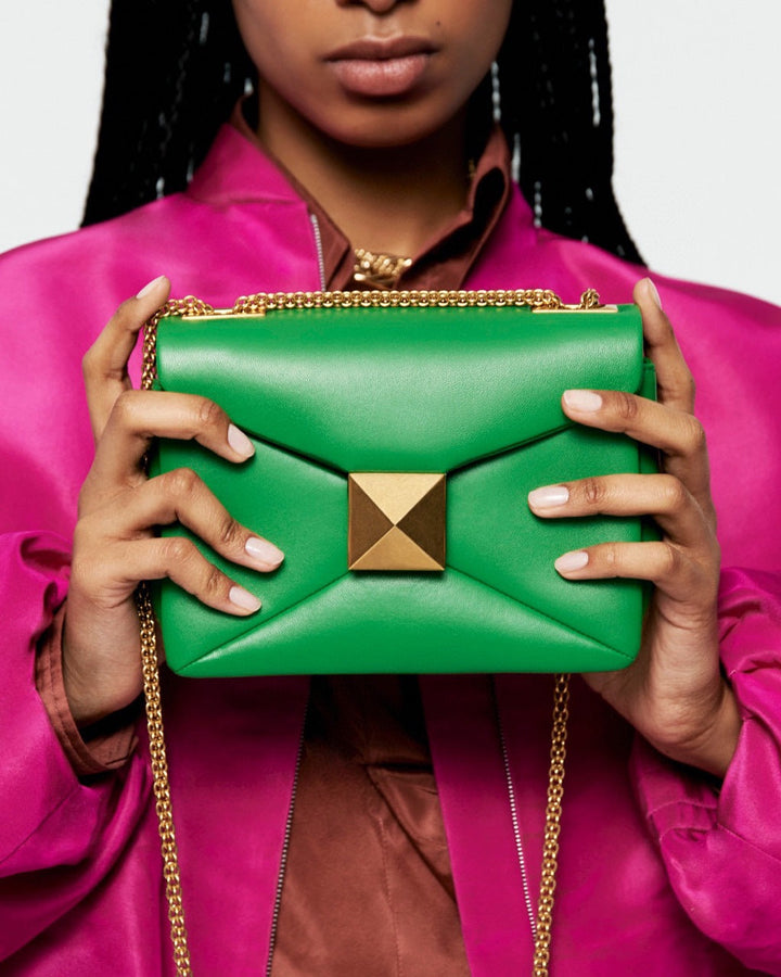 Stylish Glamco Chain Bag featuring a premium leather-look design adorned with elegant gold rivets, perfect for adding a touch of sophistication to any outfit. - 9