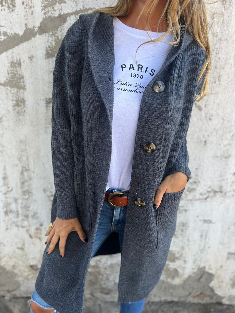 Mara Long Cardigan featuring an elegant draped design, perfect for layering and enhancing any outfit. - 2