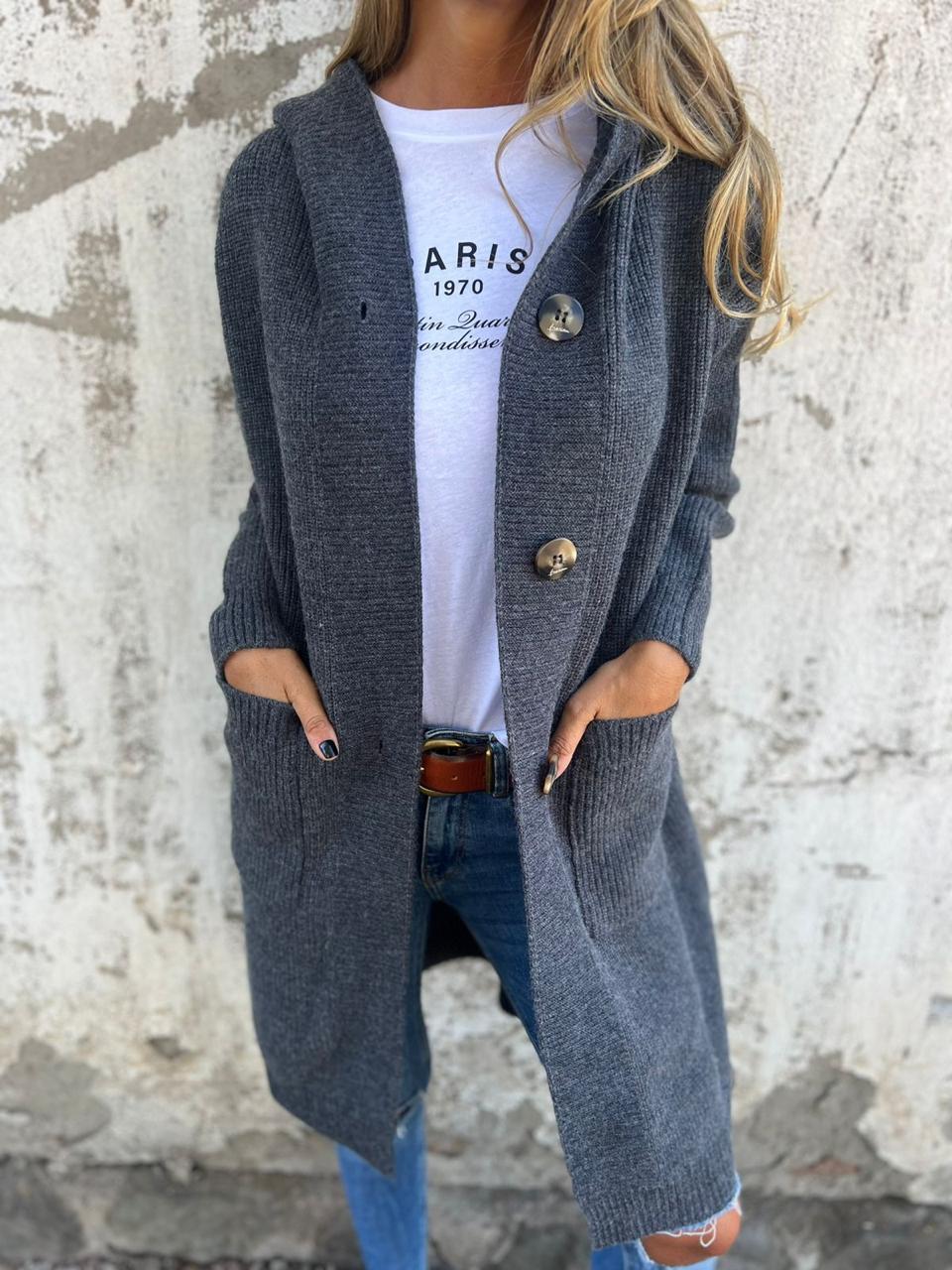 Mara Long Cardigan featuring an elegant draped design, perfect for layering and enhancing any outfit. - 3