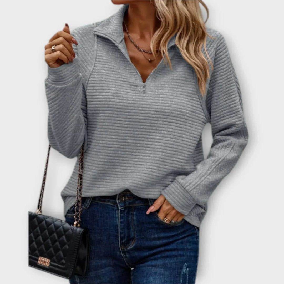 Alana Half-Zip Pullover in soft fabric featuring a flattering fit, perfect for casual wear and layering in cooler weather. - 3