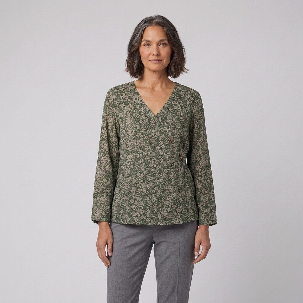 Kairo crosswrap blouse forest green