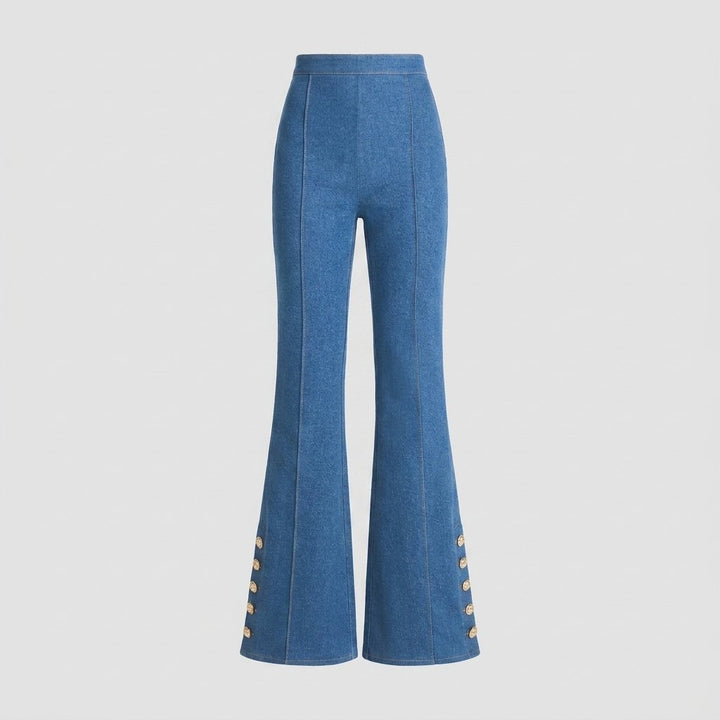 Kendra denim flared pants, product flat lay