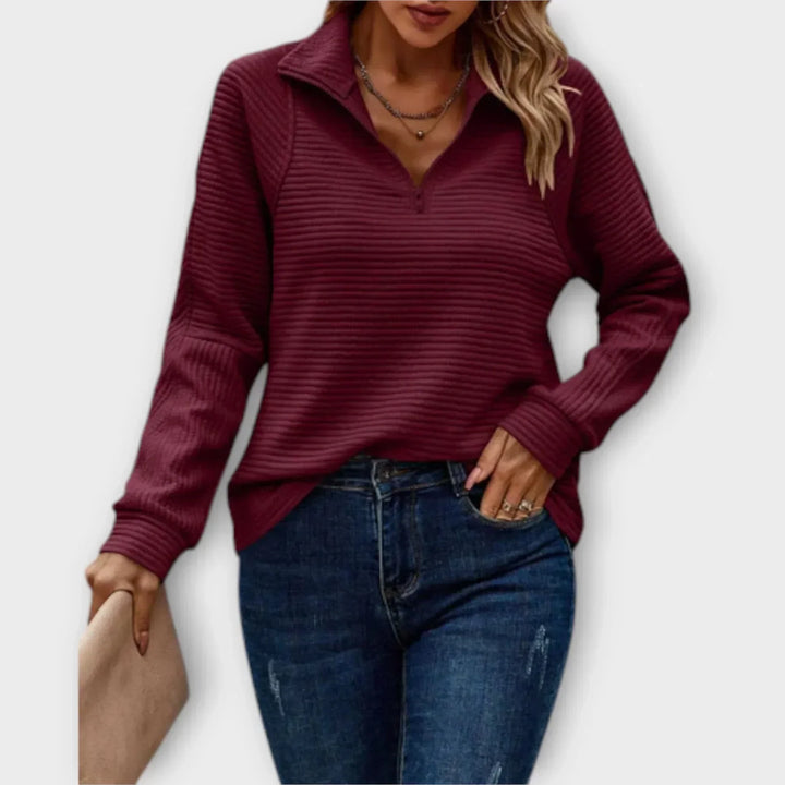 Alana Half-Zip Pullover in soft fabric featuring a flattering fit, perfect for casual wear and layering in cooler weather. - 5