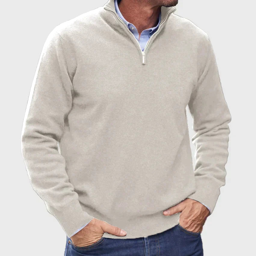 Frederico | Italian cashmere blend sweater for men with zipper.