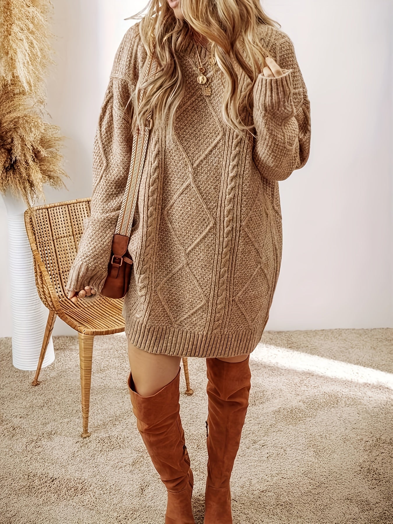 Juno Cable Knit Sweater Dress