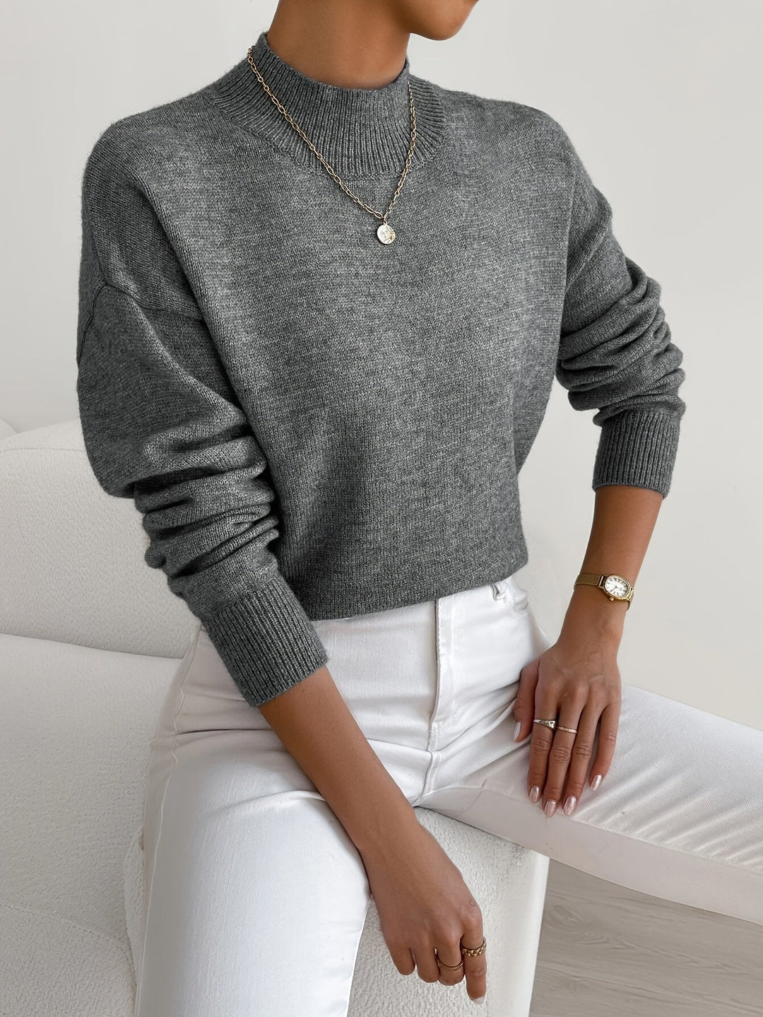 Yvette Sweater for Women | Soft Knitted, High Collar, Timeless Design - 9