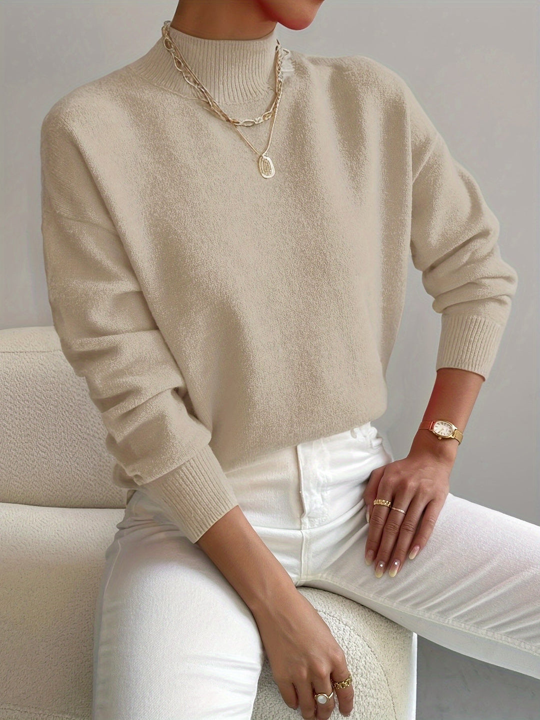 Yvette Sweater for Women | Soft Knitted, High Collar, Timeless Design - 4