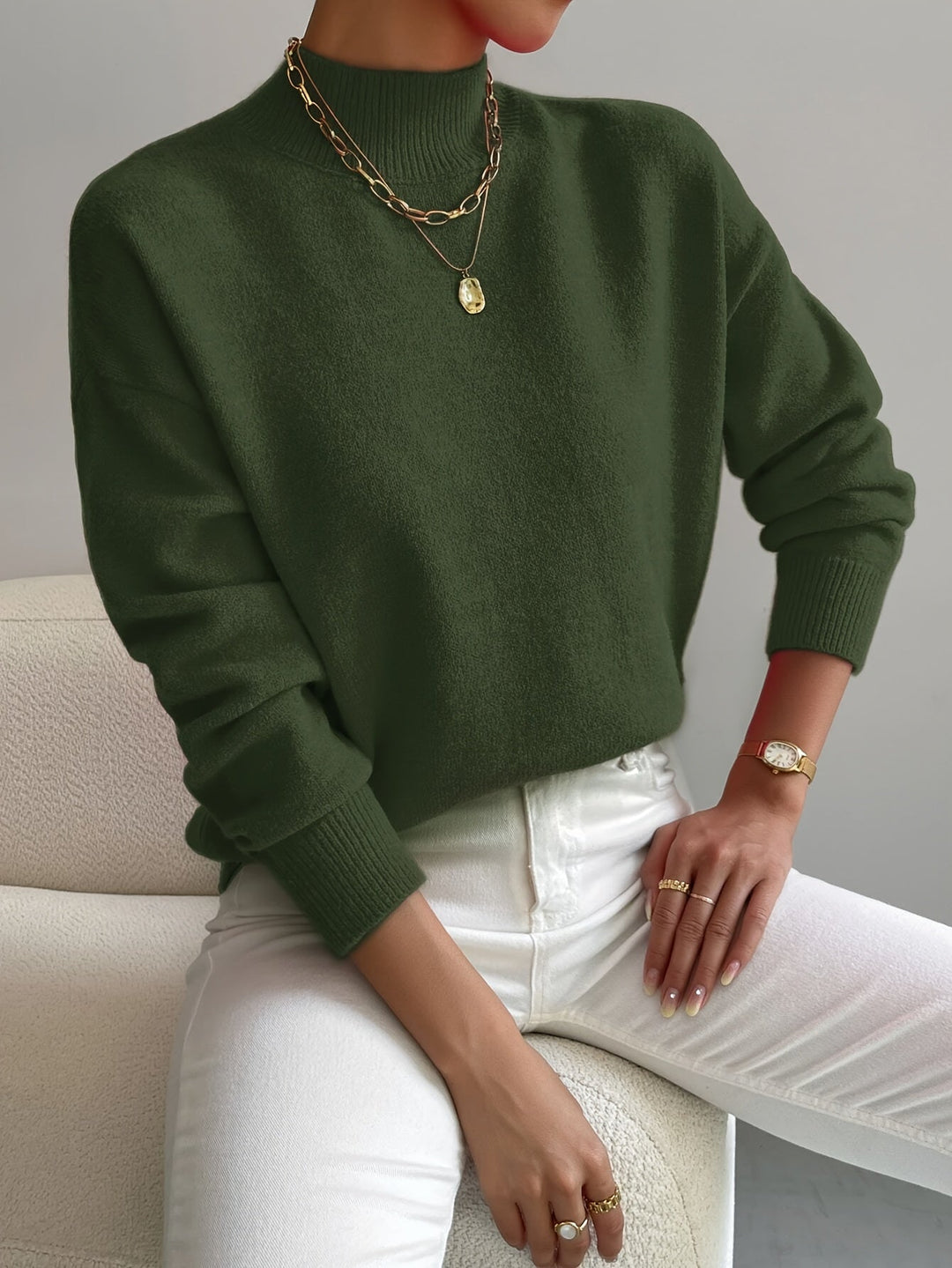 Yvette Sweater for Women | Soft Knitted, High Collar, Timeless Design - 8