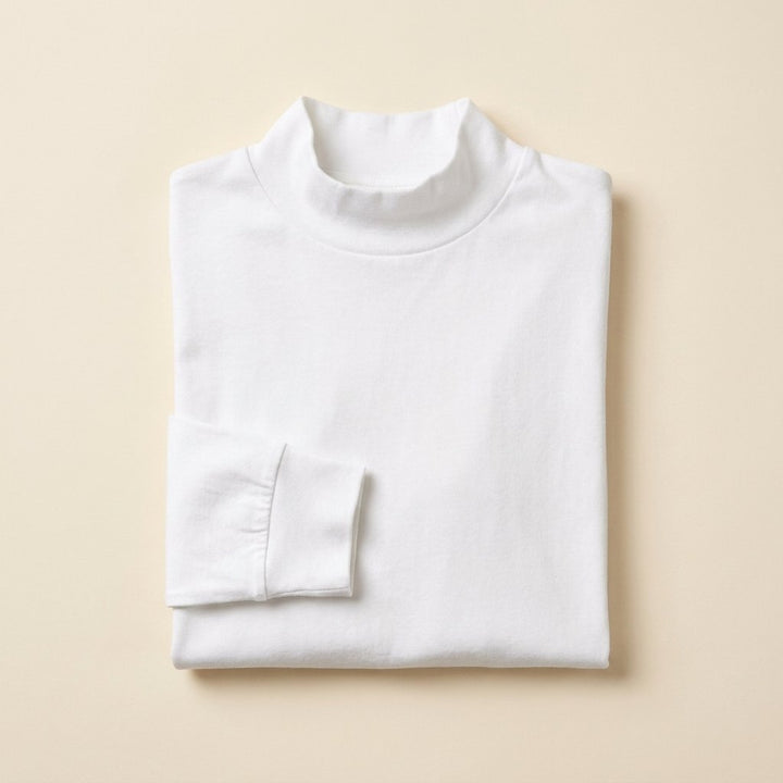 Maverick white long sleeve tee product flat lay