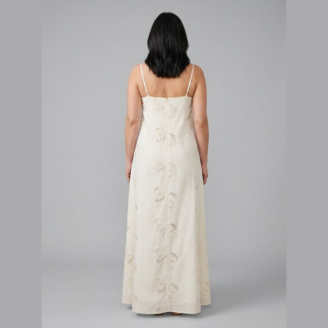 Mira ivory cutwork maxi dress back view