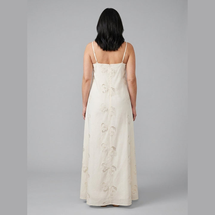 Mira ivory cutwork maxi dress back view