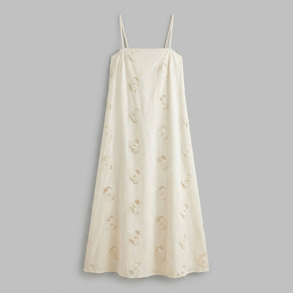 Mira ivory cutwork maxi dress product flat lay