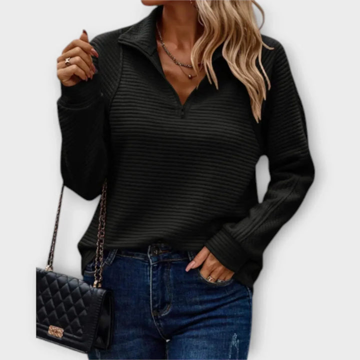 Alana Half-Zip Pullover in soft fabric featuring a flattering fit, perfect for casual wear and layering in cooler weather. - 4