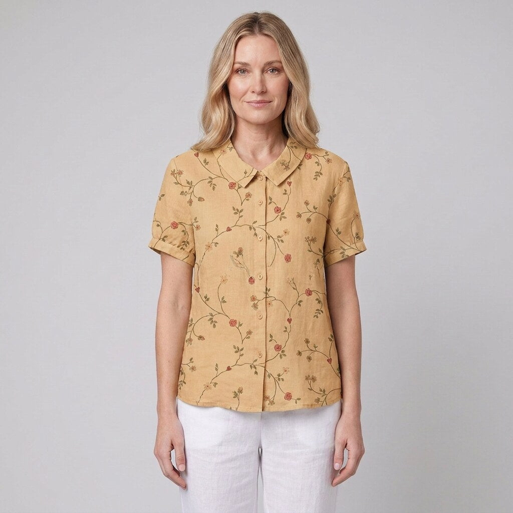 Nina floral shirt apricot