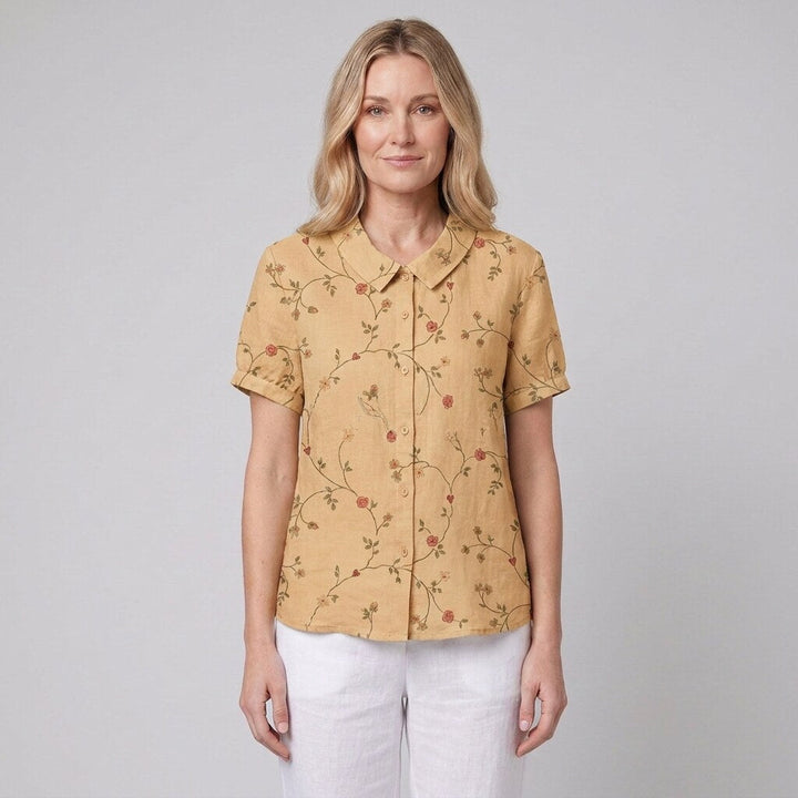 Nina floral shirt apricot