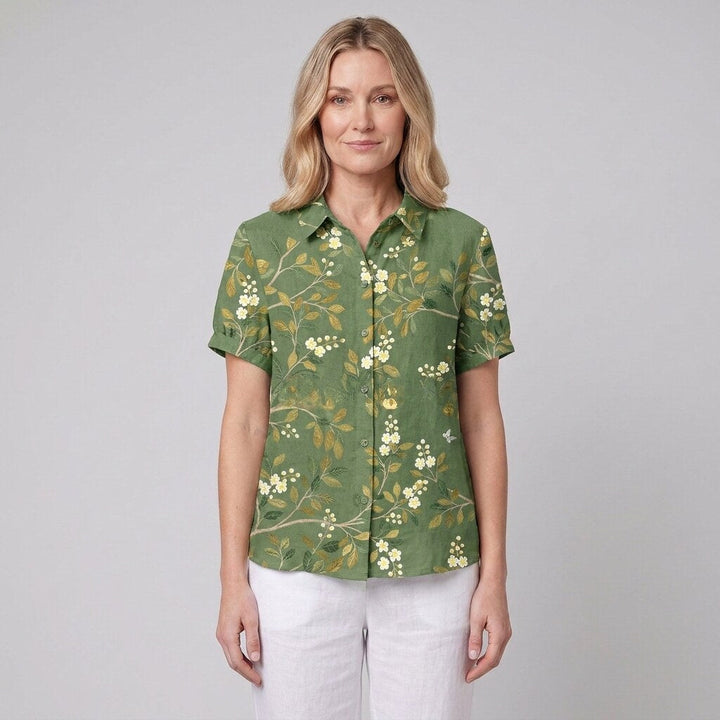 Nina floral shirt green
