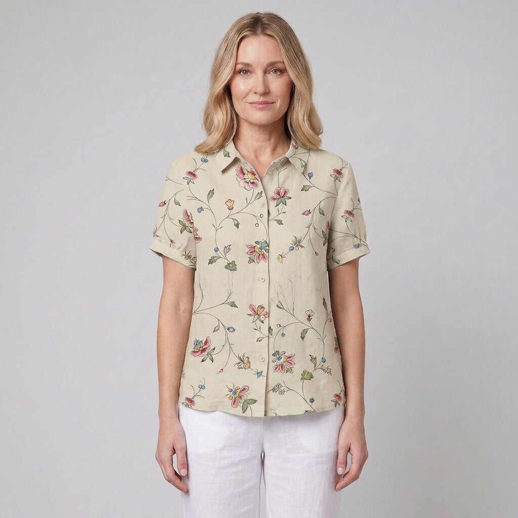 Nina floral shirt old yellow