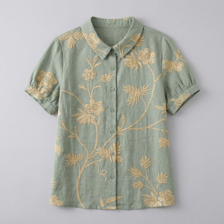 Nina floral shirt product flat lay