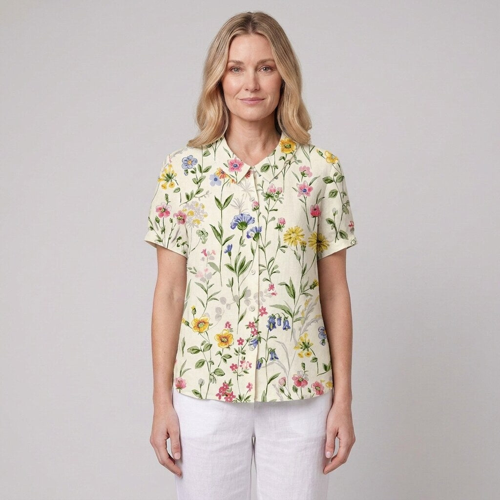 Nina floral shirt white with flowers