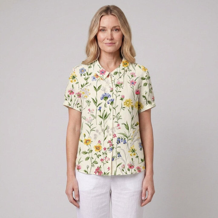 Nina floral shirt white with flowers