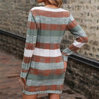 Striped Knit Sweater Dress | Soft Acrylic Blend | Cozy Fall Style