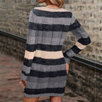 Striped Knit Sweater Dress | Soft Acrylic Blend | Cozy Fall Style