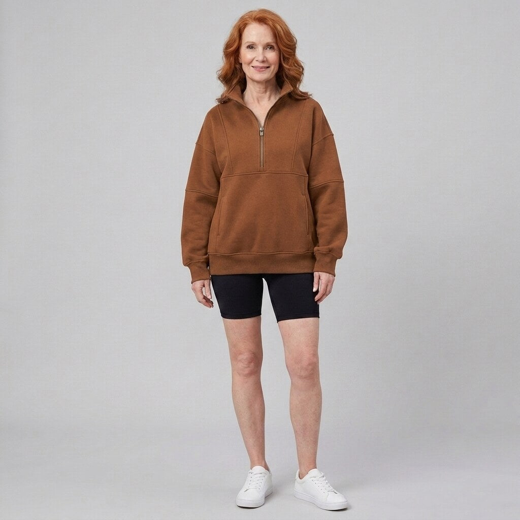 PSALM half zip sweatshirt brown
