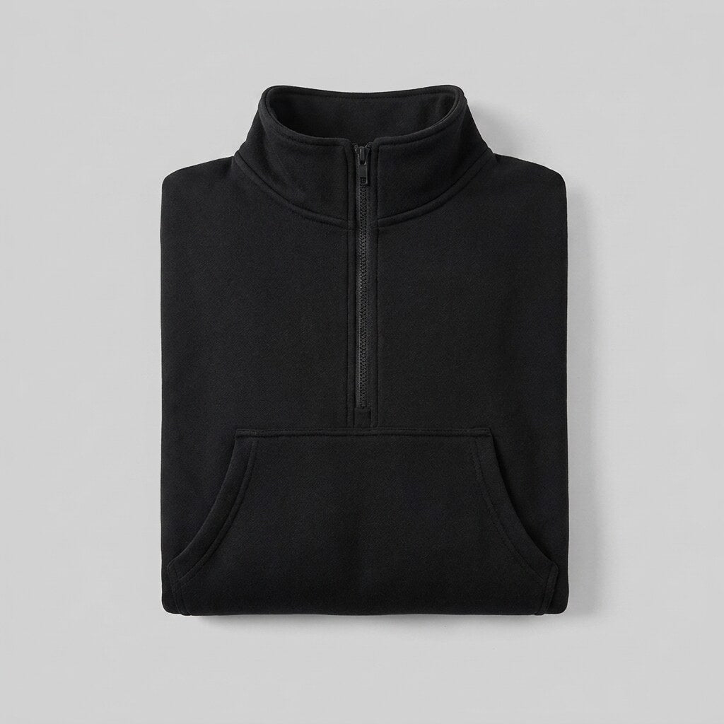 PSALM half zip sweatshirt product flat lay