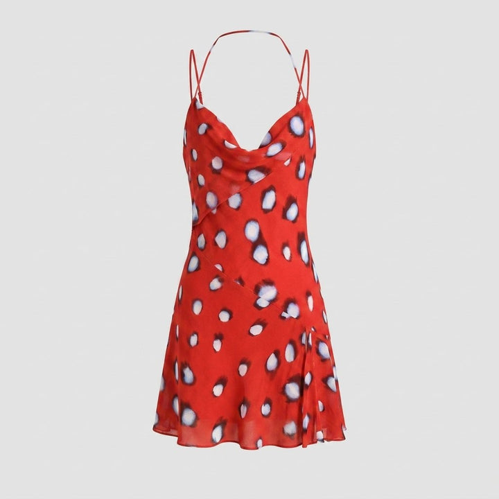 Rivella red butterfly print mini dress, product flat lay