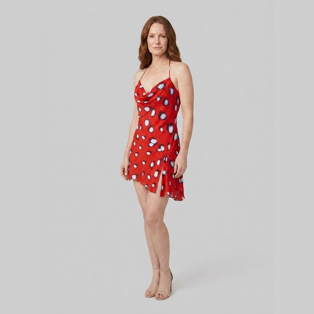 Rivella red butterfly print mini dress, front pose