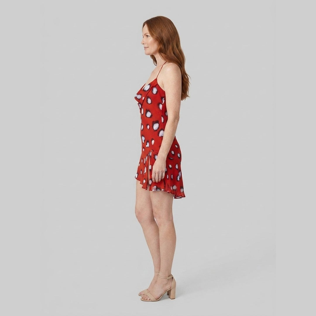 Rivella red butterfly print mini dress, side view