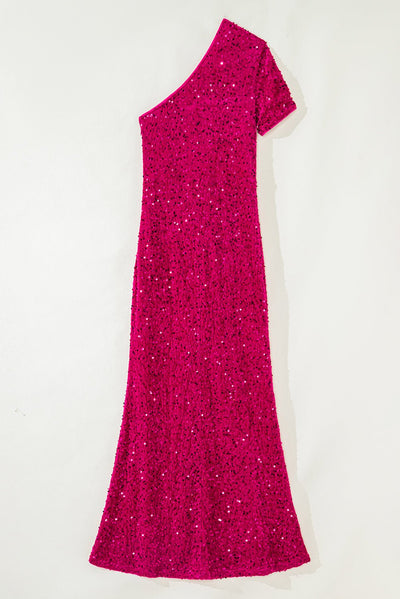 Pink Stardust One Shoulder Gown