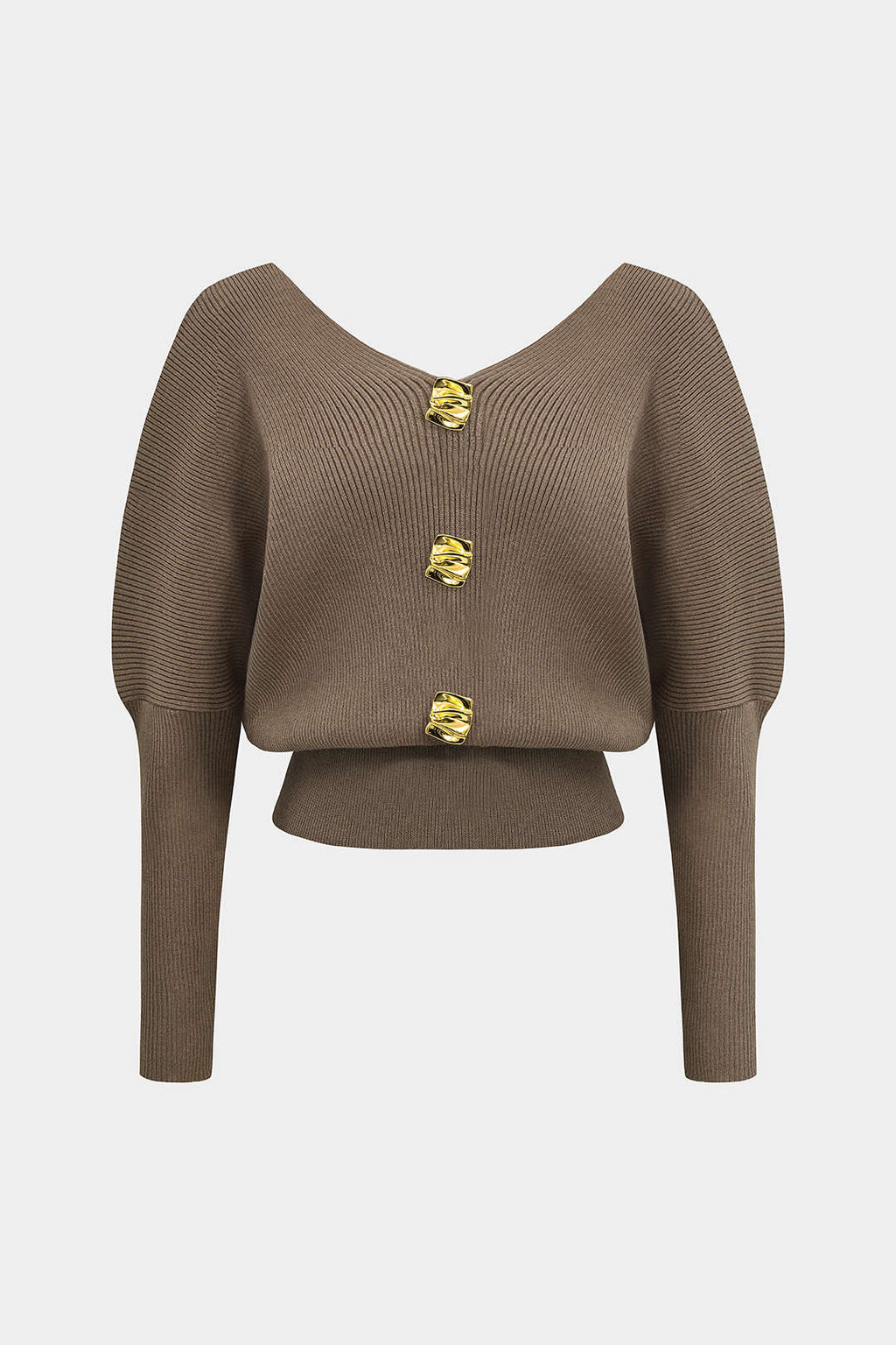 Solid Button | V-Neck Sweater